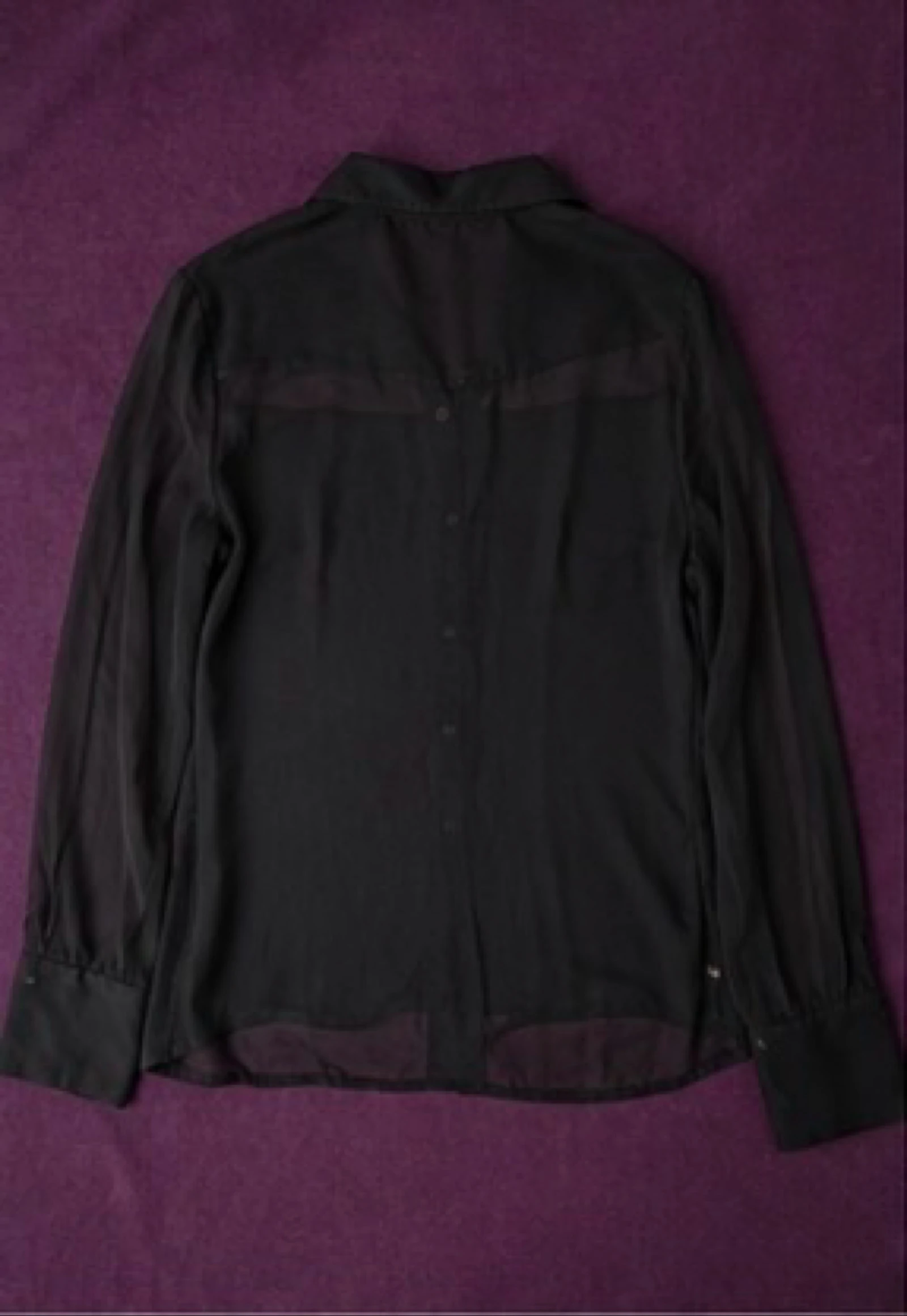 Claire deLandes Black Sheer Voile Blouse Size 38 Long Sleeves Elegant – photo 3